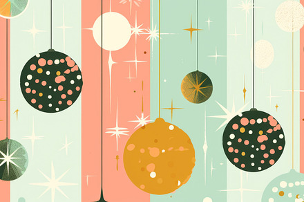 Hanging ornaments with retro design pattern on colorful backgrou, a Photo by Dvoevnore photos