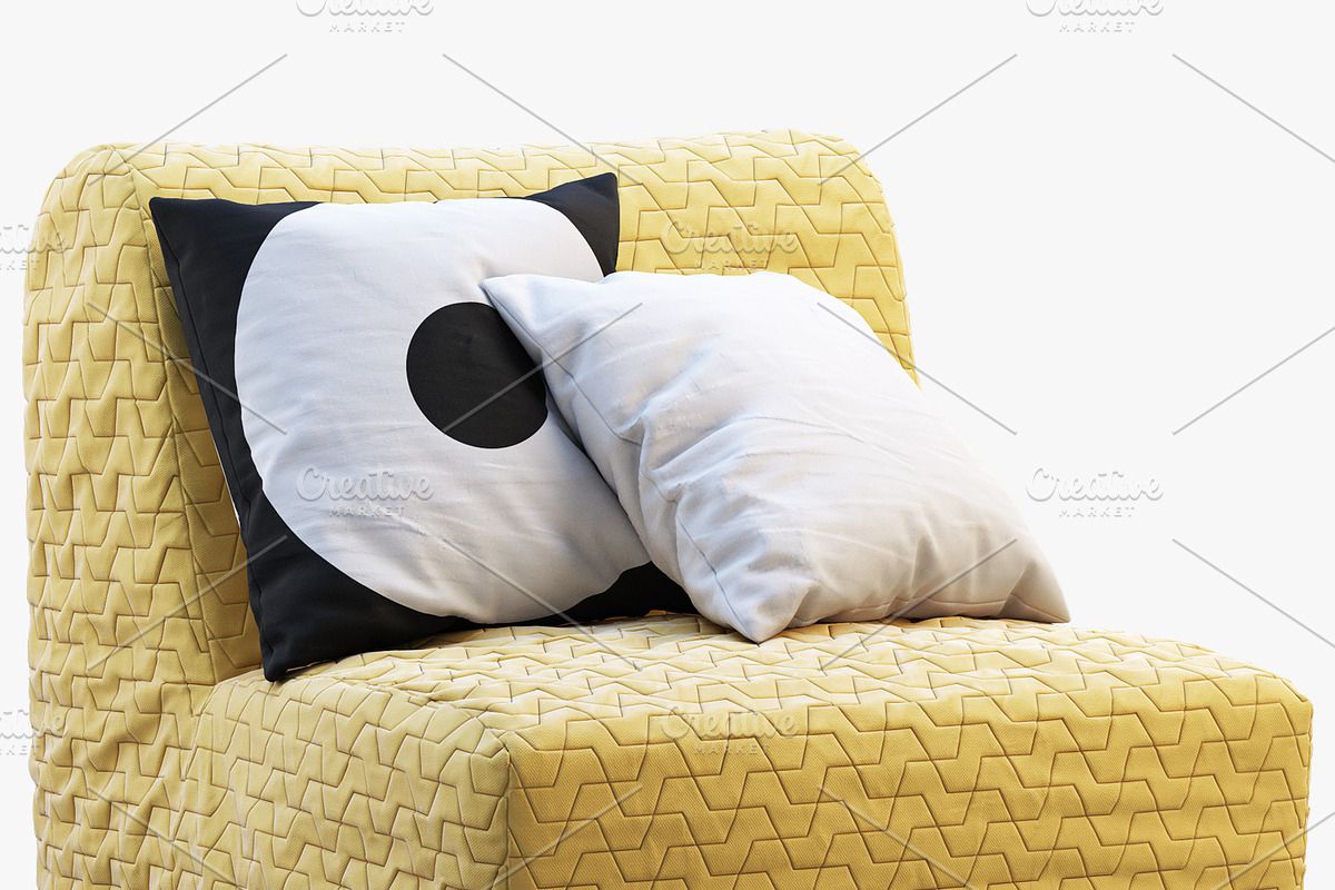 Chair-bed with pillows 3d model, a Furniture 3D Model by 3dmitruk (Photo 1 of 11)