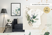 Watercolor Gold and Green Leaves, an Object Graphic by Kate Creative Studio (Thumbnail 6 of 8)