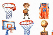 Watercolor Basketball Clipart Bundle, an Illustration by Craft Nest (Thumbnail 2 of 6)