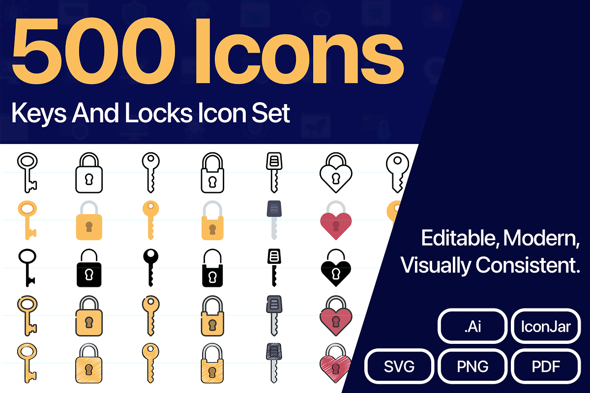 500 Keys And Locks Vector Icons, an Outline Icon by Juicy Icons (Photo 1 of 5)