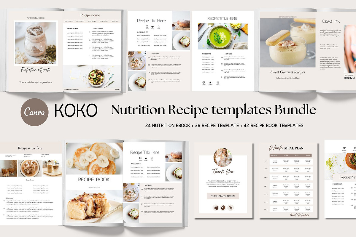 Nutrition Recipe Template Bundle, a Magazine Template by Deepa Template Studio (Photo 1 of 25)