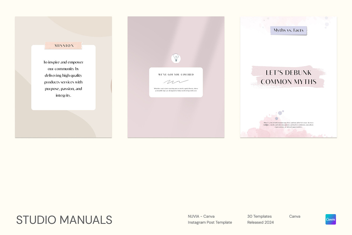 NUVIA - Canva Instagram Post Templat, a Social Media Template by Studio Manuals (Photo 1 of 8)