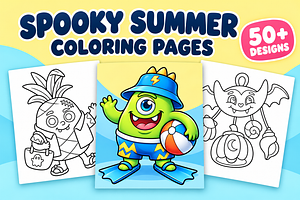 Spooky Summer Coloring Pages Vol. 3