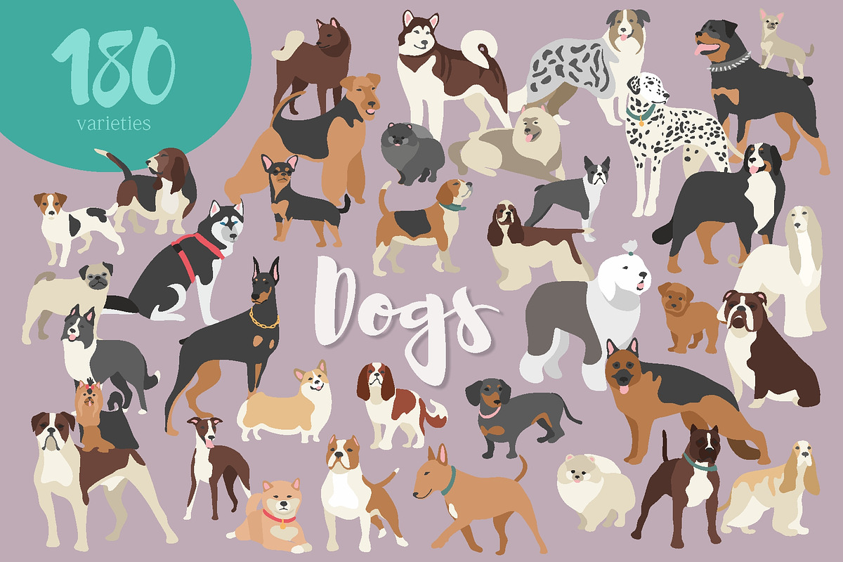 Big collection of 180dog silhouettes, an Animal Illustration by Siriliadka Dreams (Photo 1 of 8)