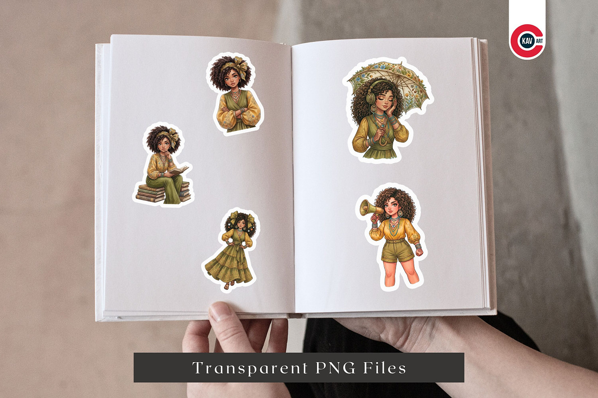 Cute Curly Hair Boho Afro Girls, a Person Illustration by C-Kav (Photo 6 of 14)