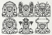 Fall Highland Cow Line Art Graphics, a Seasonal Illustration by DENIDigitalArtSudio (Thumbnail 4 of 6)
