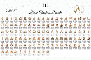 Beige Christmas Clipart Bundle