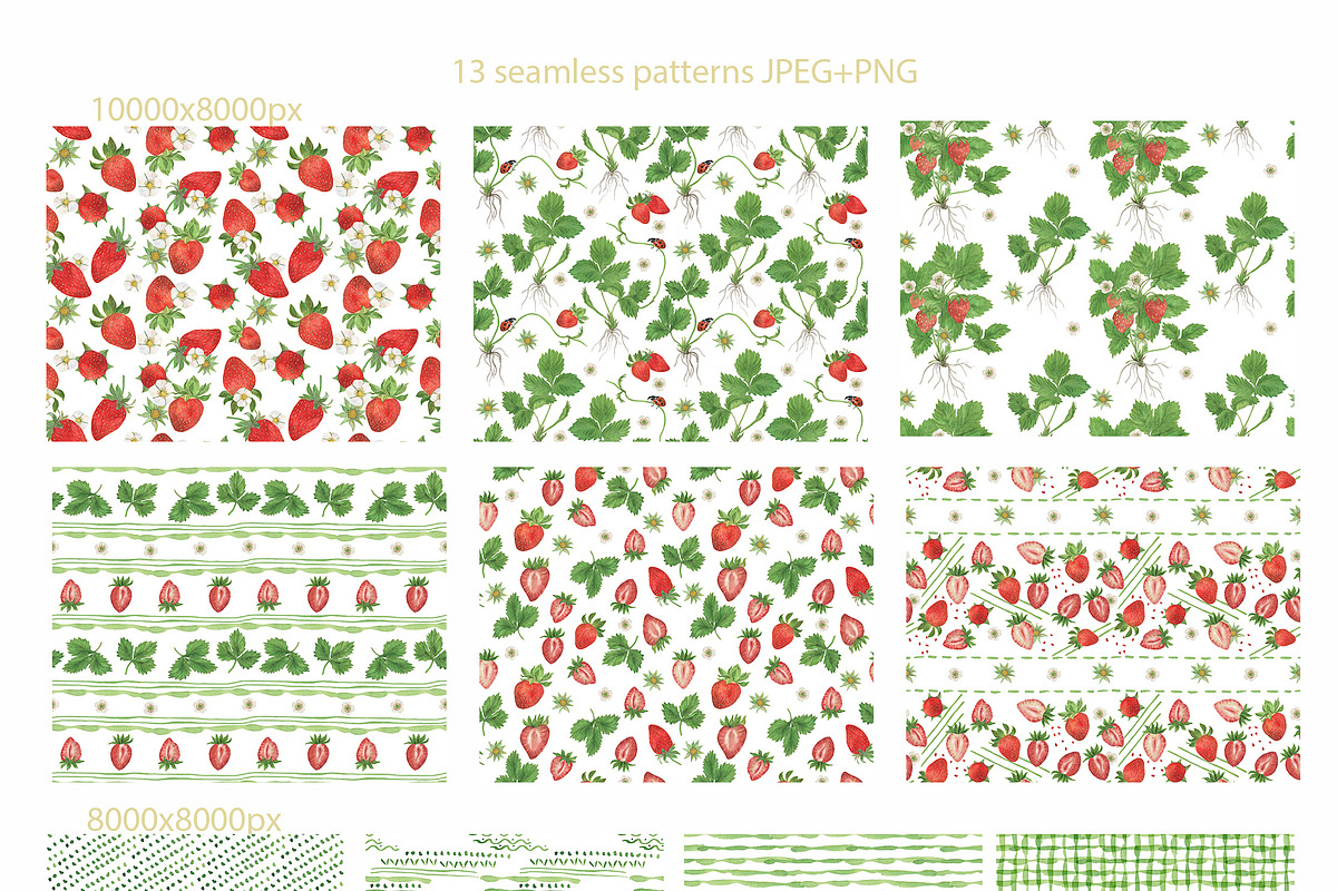 Strawberry-watercolor collection, a Pattern Graphic by ramika (Photo 2 of 4)