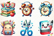 Cartoon School Watercolor Clipart, an Illustration by DreamCafeArt (Thumbnail 2 of 3)