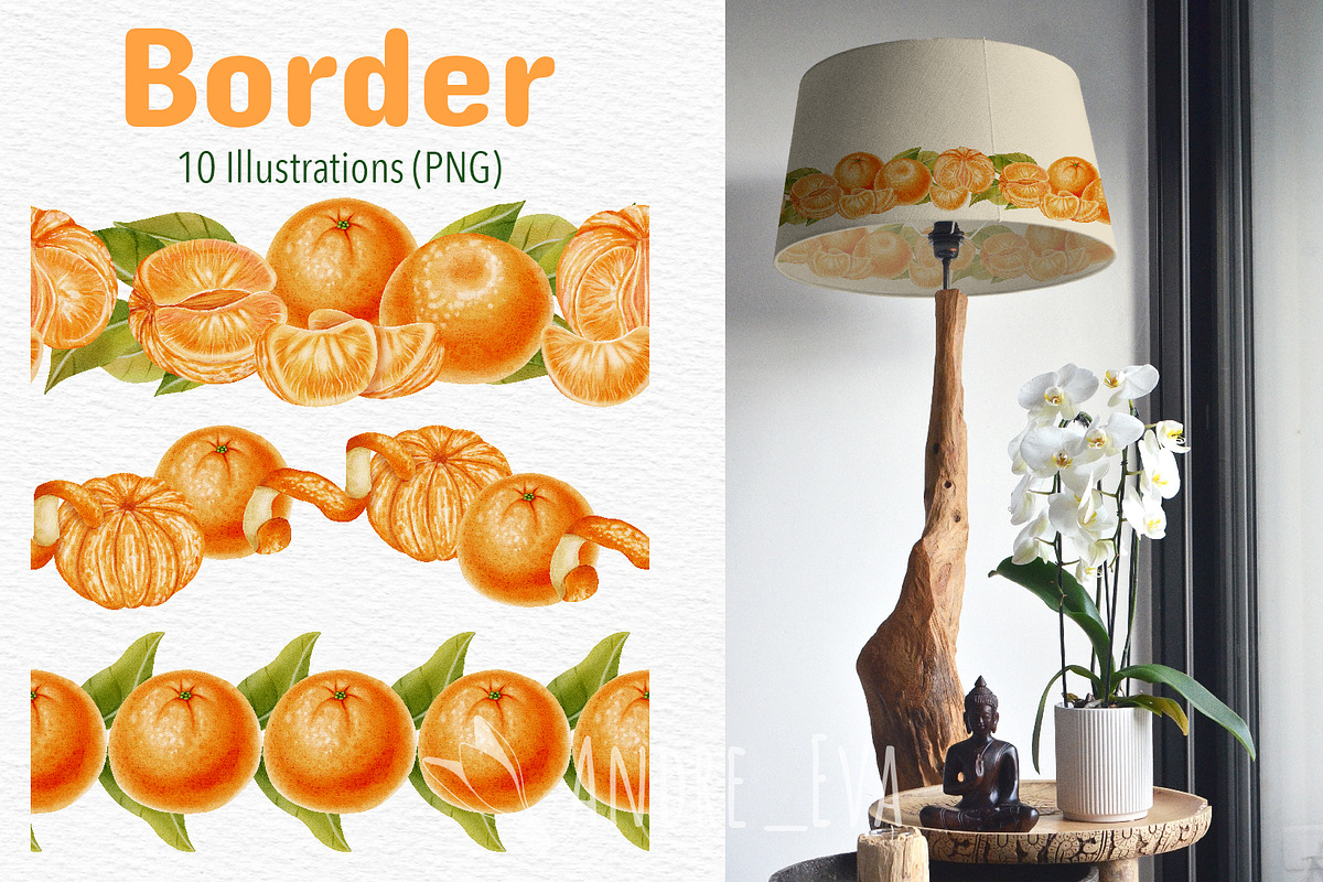 Tangerines — Watercolor Illustration, a Food Illustration by Andre_Eva (Photo 7 of 11)