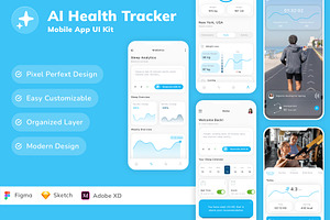 AI Health Tracker Mobile App UI Kit, an UI Kit Template by Betush