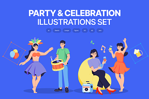 Animated Party and Celebration, a Person Illustration by Prosymbols