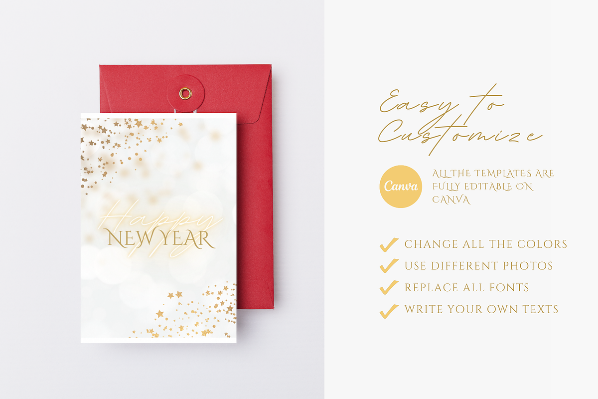 New Year GREETING CARD CANVA TEMPLAT, a Card Template by The Little Lily Studio (Photo 5 of 5)