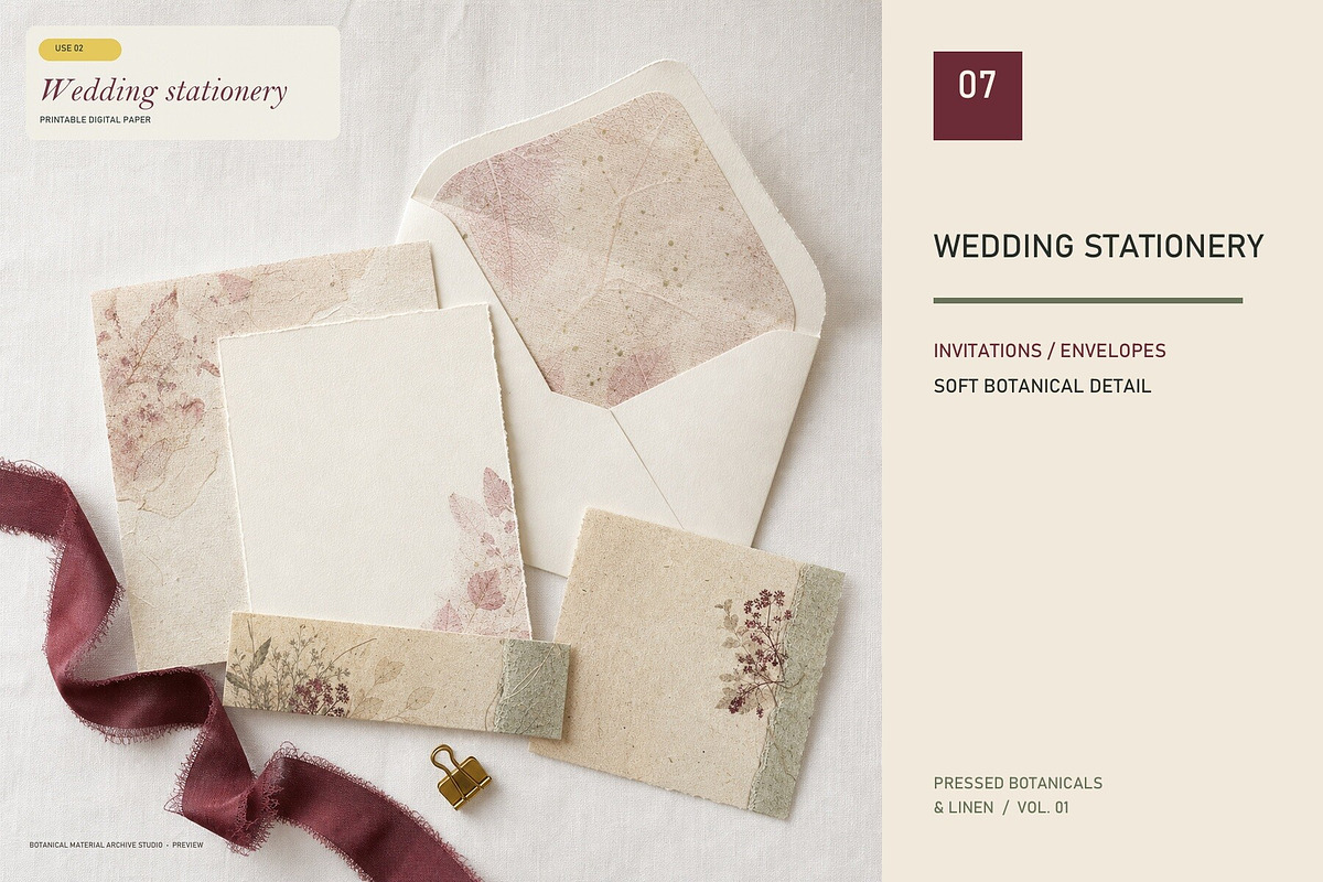Pressed Botanicals & Linen Papers, a Texture Graphic by KamimiArt (Photo 7 of 8)