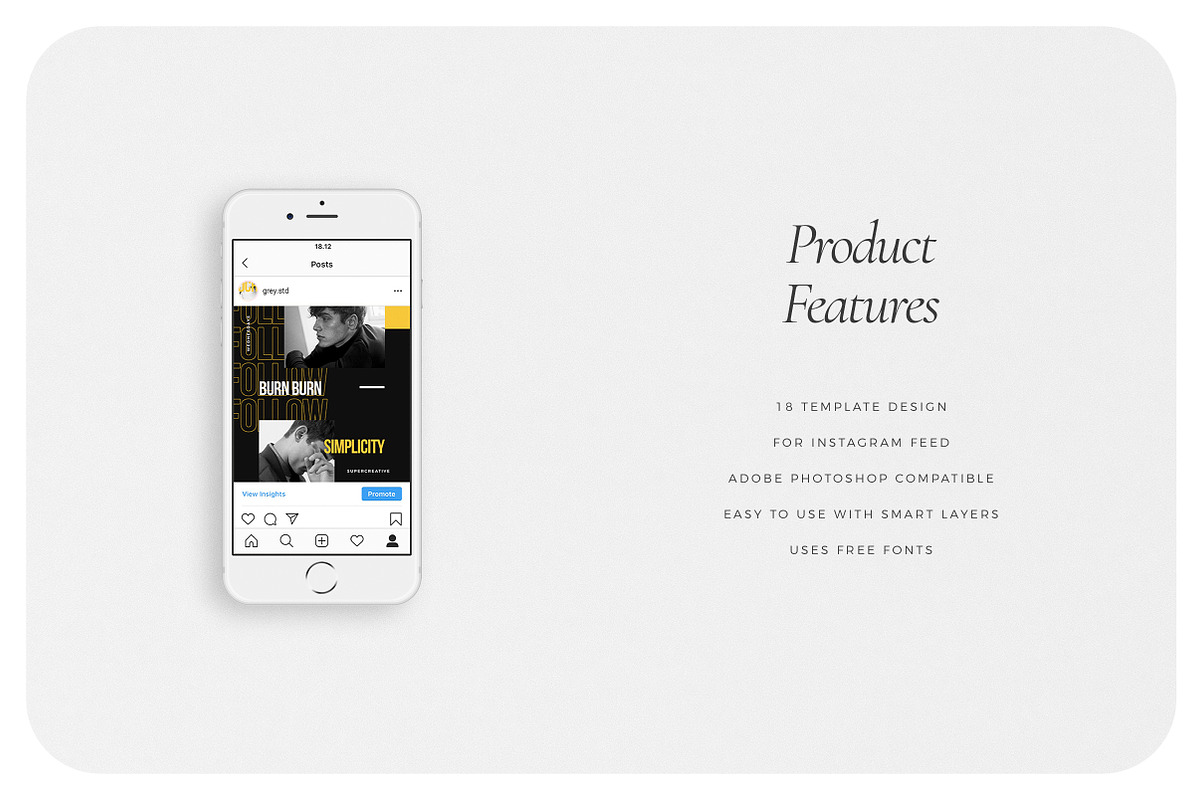 GREY Instagram Feed, a Social Media Template by Aprilea (Photo 5 of 7)