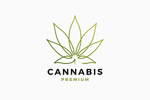 Cannabis indica continuous line logo, a Branding & Logo Template by VASTARD STUDIO