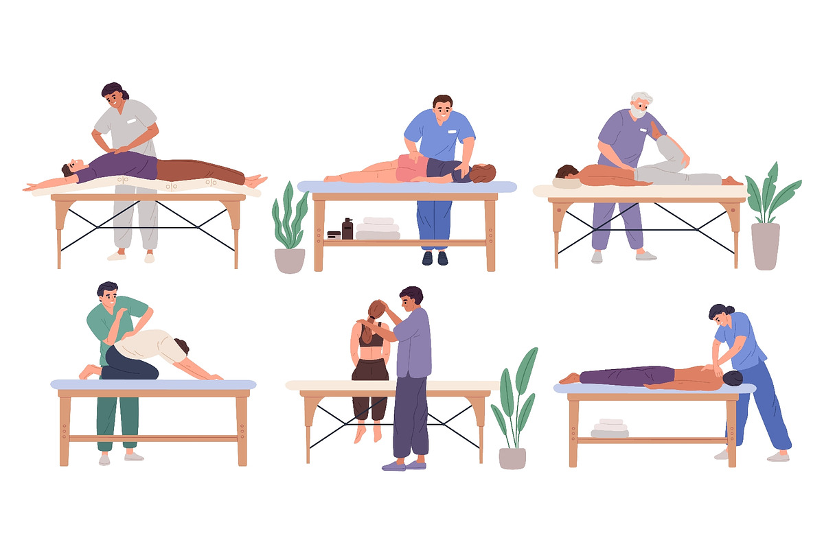 People at chiropractors. Osteopath, a Healthcare Illustration by YummyBuum (Photo 1 of 3)