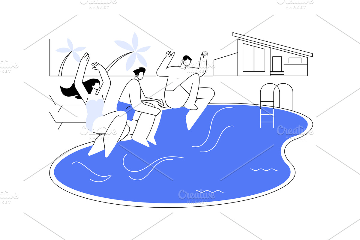 Swimming pool fun isolated cartoon, a Person Illustration by Visual Generation