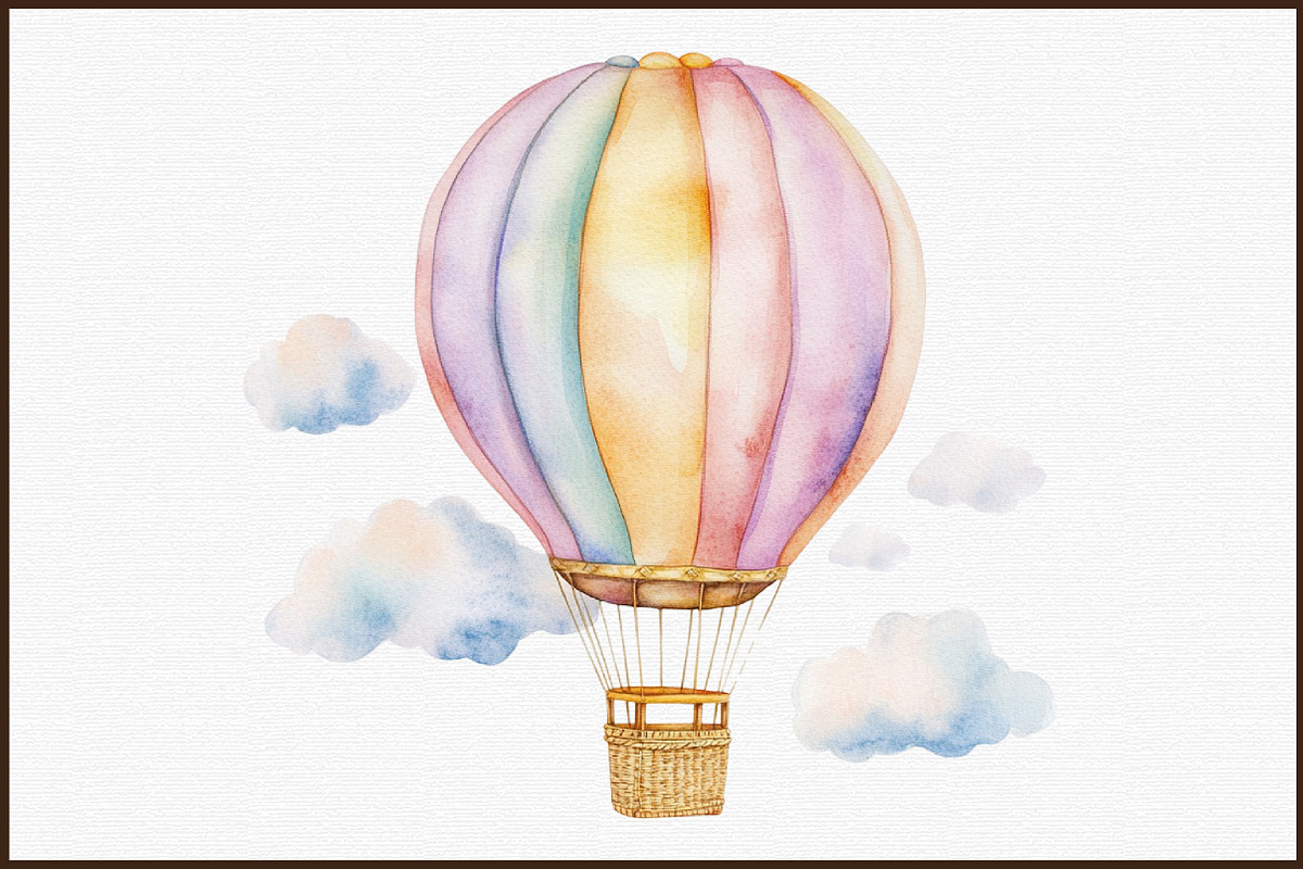 Summer Pastel Hot Air Balloon Clipar, an Illustration by Sublimation Artist (Photo 3 of 6)
