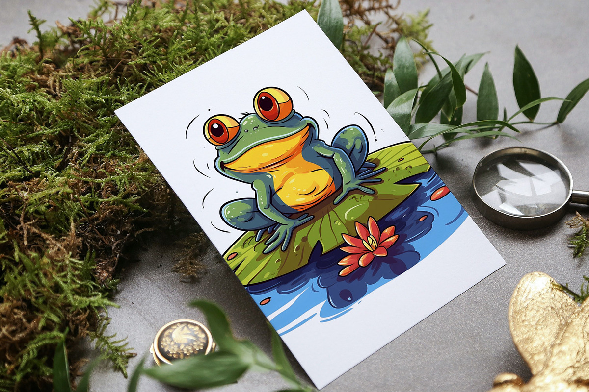 HAPPY FROGS on Lilypads Clipart Set, an Animal Illustration by Mermaids ...