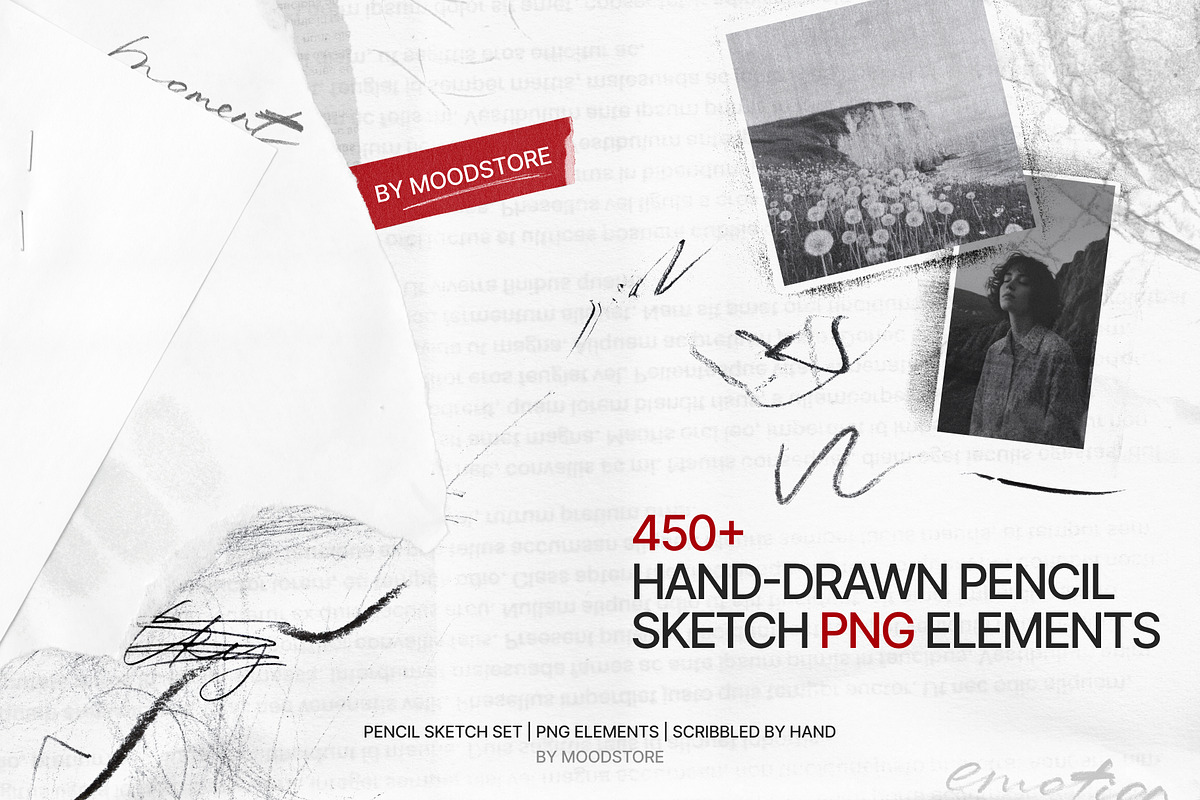 Pencil Scribble Elements 450+, an Object Graphic by MOODSTORE (Photo 1 of 17)