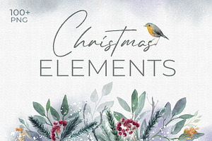 Christmas Watercolor Elements