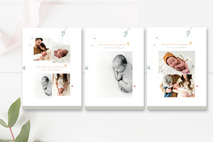 7x5 Organic Birth Announcement PSD