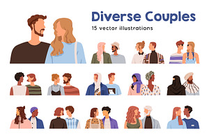 Diverse couples meeting set, a Person Illustration by Good Studio
