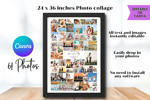 24x36 Photo Collage - Canva Template, a Templates & Theme by Adalin Shop