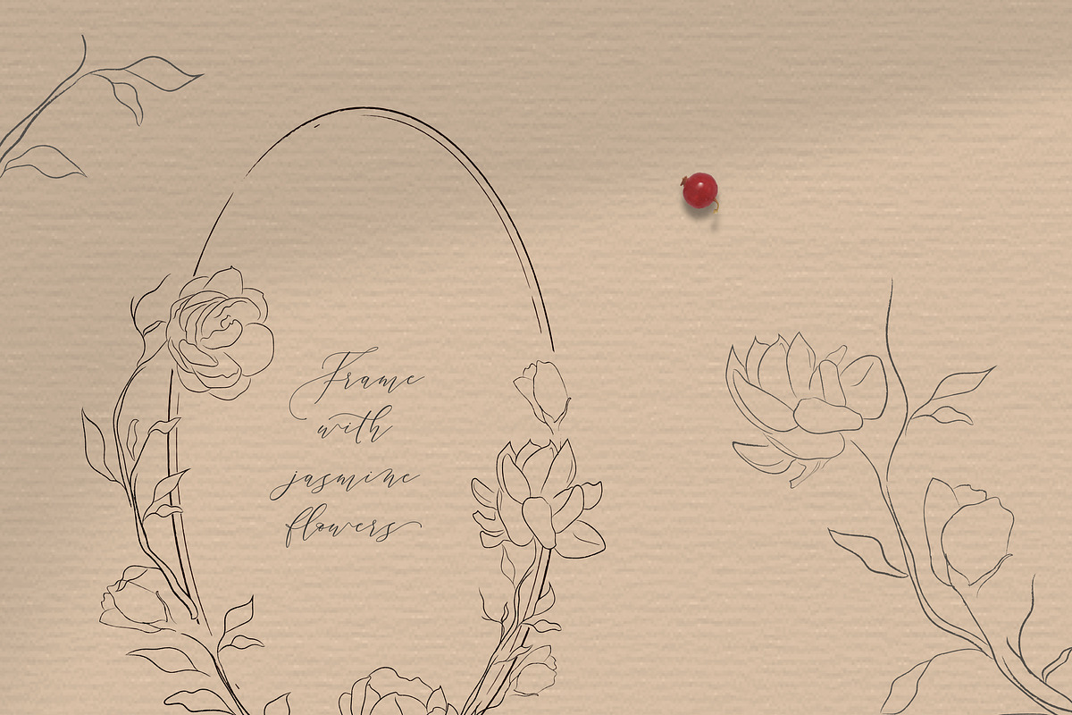 Jasmine Flowers Line Art Elements, an Illustration by Olya Creative (Photo 3 of 6)