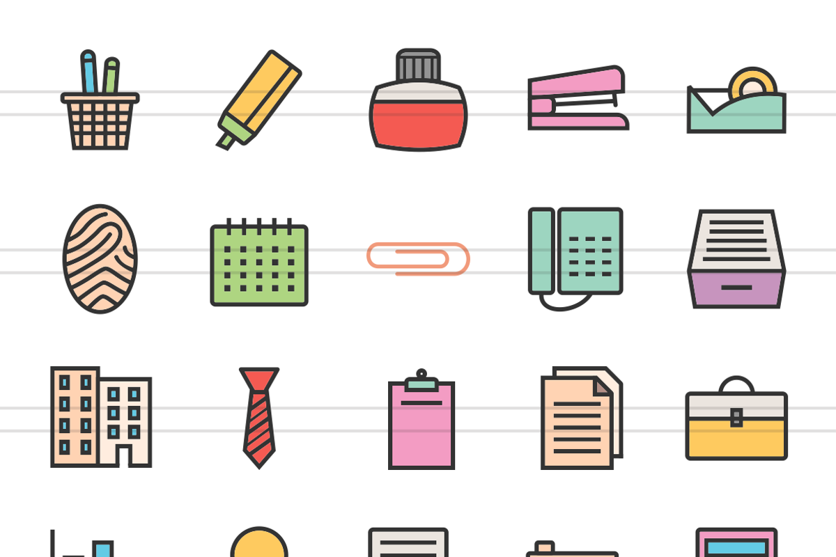 50 Office Line Filled Icons preview 2