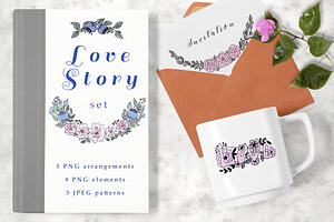 LOVE STORY Watercolor Clipart Set