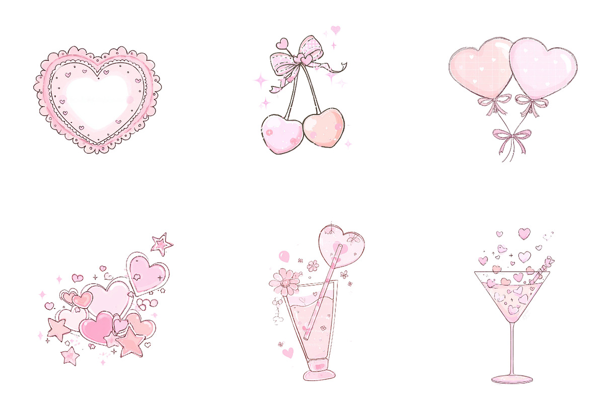Coquette valentine clip art, an Illustration by CreationArt (Photo 3 of 6)