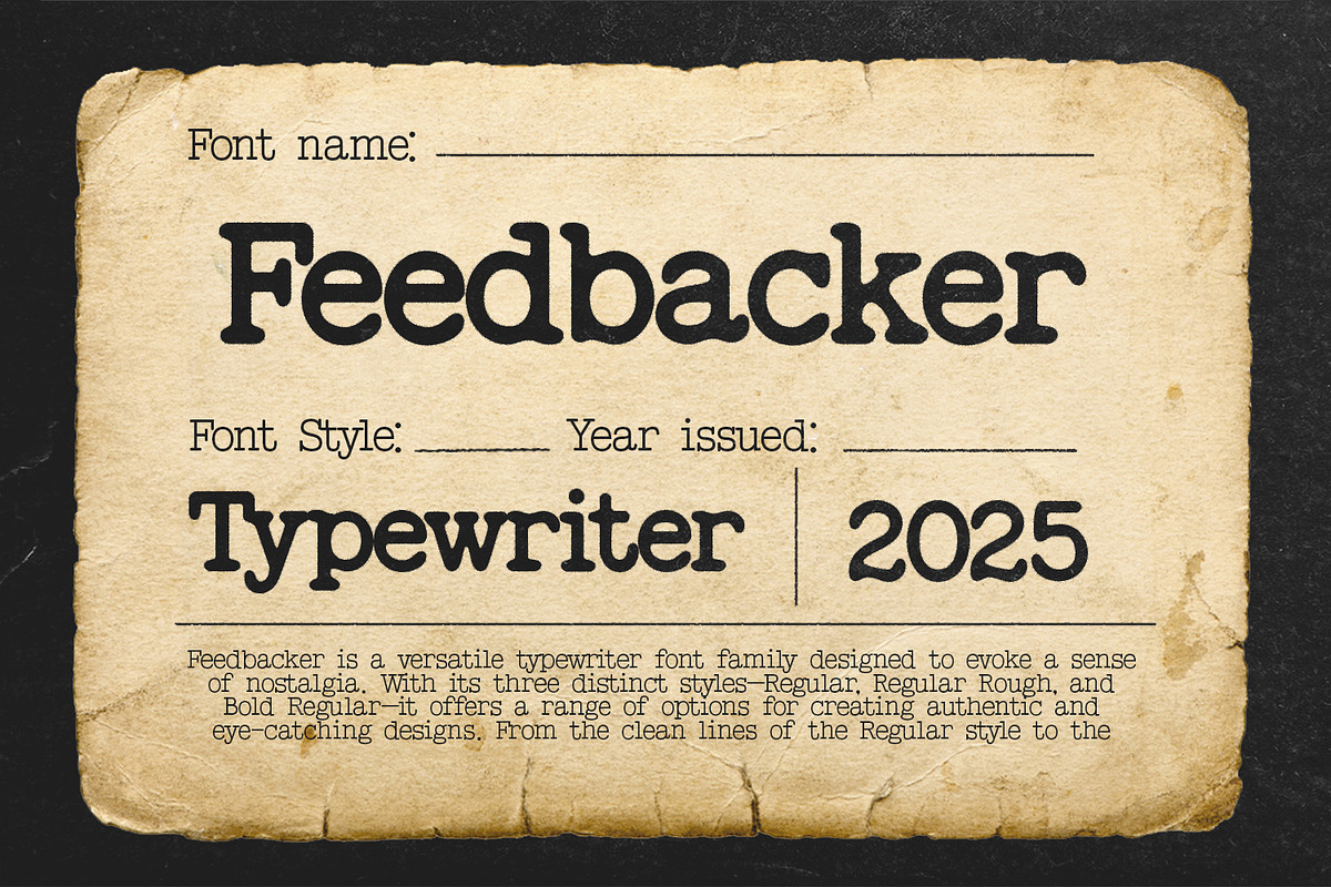Feedbacker Typewriter, a Serif Font by Viswell (Photo 1 of 10)