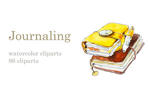 Journaling. Watercolor Clipart.