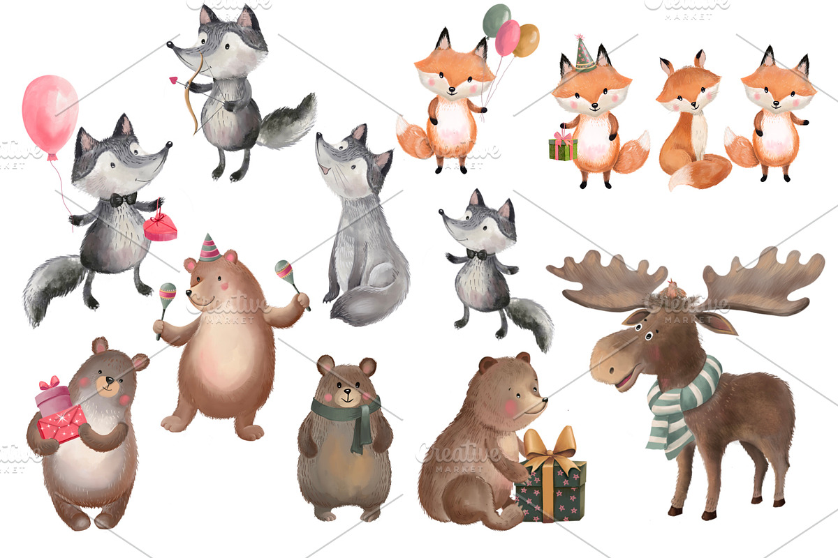 Birthday party in the forest, an Illustration by AkvarelRiver (Photo 3 of 10)