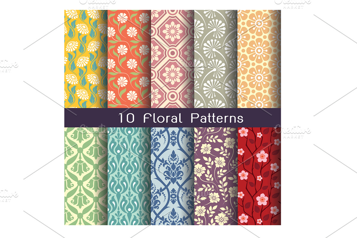 seamlessly floral patterns, a Pattern Graphic by Watchada's factory