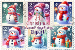 Christmas Snowman Postage Stamps Cli