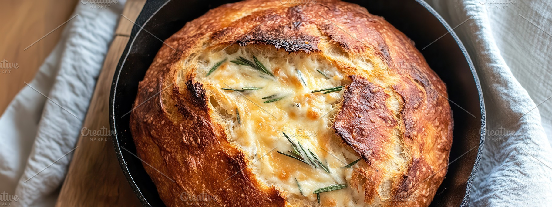Rustic Artisan Bread in Cast Iron, a Food & Drink Photo by Virgo Studio