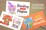 Cartoon Nerd cat set, an Animal Illustration by SunnyWS (Thumbnail 4 of 4)