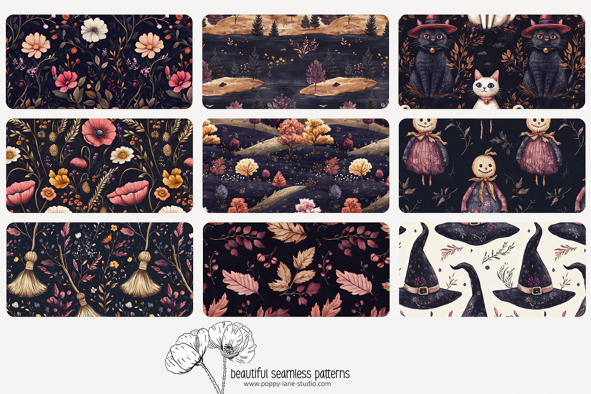 70 purple Halloween seamless pattern, a Pattern Graphic by Poppy Lane Studio (Photo 3 of 10)