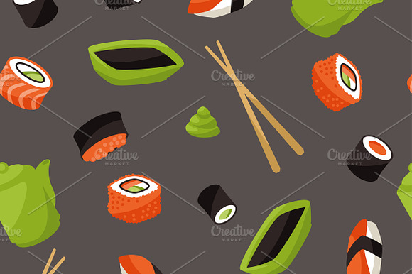 Seamless Patterns With Sushi