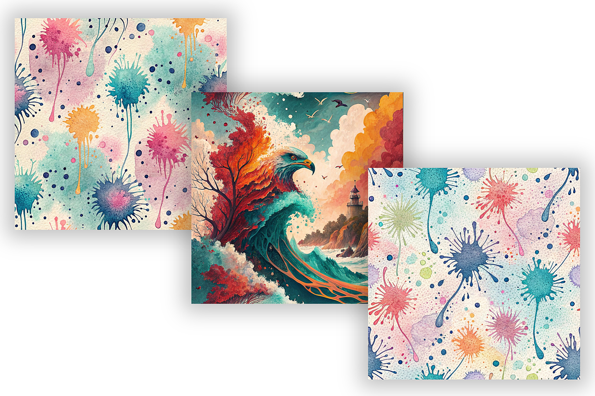Colorful Paint Splatter Patterns, a Pattern Graphic by FloridPrintables (Photo 3 of 10)