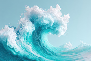 Turquoise ocean wave with foamy crest, an Abstract Photo by AlyaAnd