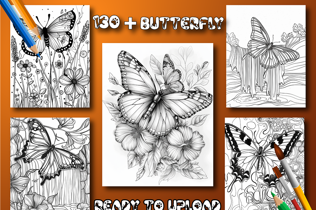 Butterfly Coloring Book for Adults, an Animal Illustration by Design Home (Photo 3 of 7)
