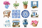 Watercolor Santorini Clipart, a Seasonal Illustration by Design Market (Thumbnail 3 of 4)