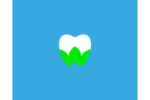 Tooth With Leaf Flower Logo. Dental