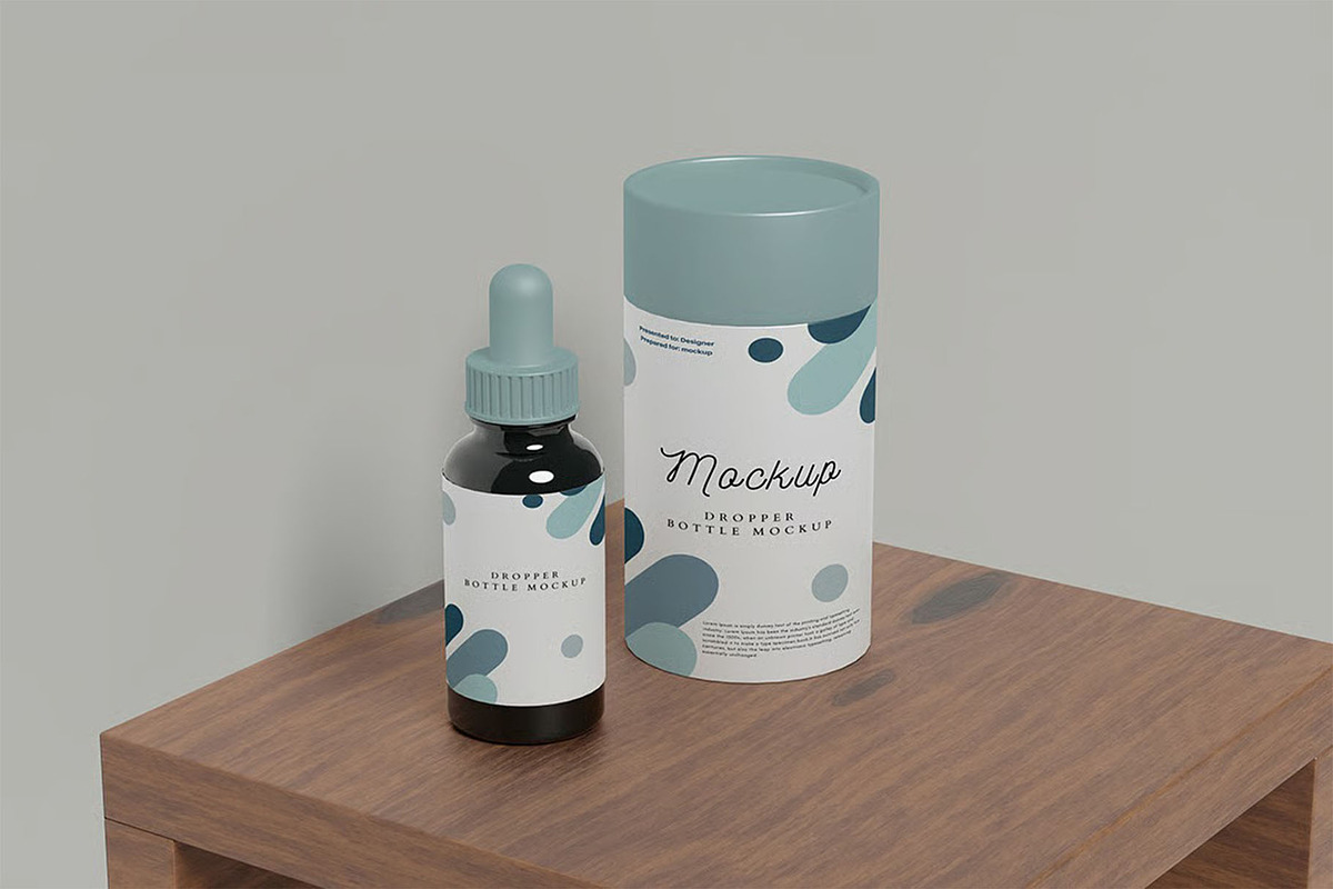 Droper Bottle Cylindrical Box Mockup, a Packaging Mockup by zpackcreative (Photo 2 of 5)