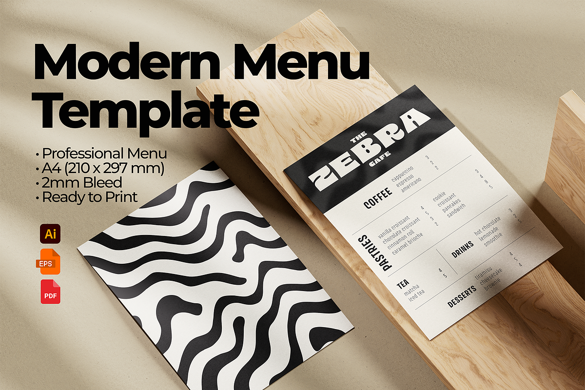 Modern A4 Menu Template, a Marketing Template by Paracosmo Design (Photo 1 of 3)